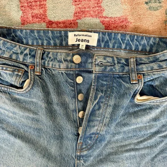 Reformation Cynthia High Rise Blue Jeans - Picture 5 of 7